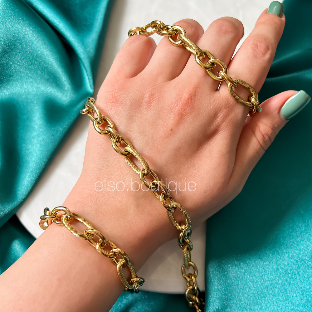 ست دستبند و گردنبند استیل طرح طلا تیفانی