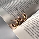 گوشواره نیم حلقه طلایی ریز ژوپینگ