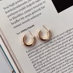 گوشواره نیم حلقه طلایی ریز ژوپینگ