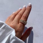 انگشتر طرح جواهر تنیسی دو ردیفه طلایی