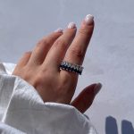 انگشتر طرح جواهر تنیسی دو ردیفه آبی