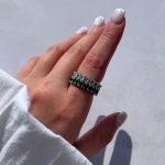 انگشتر طرح جواهر تنیسی دو ردیفه سبز