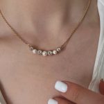 گردنبند ظریف مروارید و نگین طرح طلا ژوپینگ
