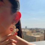 گوشواره گل پنج پر صدفی رنگی تابستانی