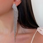 گوشواره آویز طرح جواهر پرنگین ریش ریش