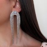 گوشواره آویز طرح جواهر پرنگین ریش ریش