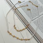 گردنبند استیل و مروارید بابونه